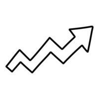 Growing arrow icon. Outline growing arrow icon for web design isolated on white background. vector