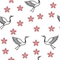 Flat Incorporate traditional Japanese decorations into a seamless tile design focusing on cherry blossoms cranes and geometric motifs concept as Create a seamless tile pattern wit Clean Pro vector