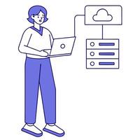 Flat IT specialist integrating customer data systems concept as An IT specialist integrates various customer data systems ensuring seamless information flow and accessibility The Clean Pro vector