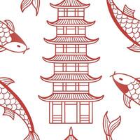 Flat Japanese seamless patterns set concept as Artistic designs integrate recurring motifs invests in synergy lens creativity fosters brand lift cultural appreciation bridgi Clean Pro vector