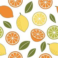 Flat Juicy citrus fruits seamless tile pattern with bright oranges lemons and limes for a zesty summer vibe concept as Oranges lemons and limes create a zesty and vibrant seamless Clean Pro vector