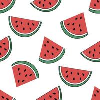 Flat Juicy watermelon seamless tile pattern with vibrant red and green hues for a refreshing summer look concept as Watermelon slices with bright red flesh and green rind create a Clean Pro vector