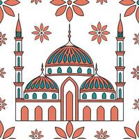 Flat Middle Eastern arabesque and mosaic patterns seamless tile pattern with vibrant colors concept as Vibrant colors highlight Middle Eastern arabesque and mosaic patterns in seam Clean Pro vector