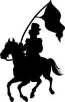 silhouette illustration of a knight on horseback, holding a flag.look so partritic image on transparent background ideal for historical or symbolic designs. vector