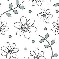 Flat Minimalist blossom seamless tile pattern with simple flower outlines and pastel colors for modern bathrooms concept as Simple flower outlines and pastel colors create minimali Clean Pro vector