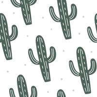 Flat Minimalist cactus seamless tile pattern with simple green arms and soft grey accents ideal for modern kitchens concept as Simple green cactus arms and soft grey accents create Clean Pro vector