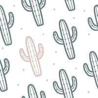 Flat Minimalist cactus seamless tile pattern with simple green arms and soft grey accents ideal for modern kitchens concept as Simple green cactus arms and soft grey accents create Clean Pro 2 vector