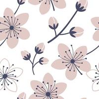 Flat Minimalist cherry blossom seamless tile pattern with simple white blossoms and soft grey accents ideal for modern kitchens concept as Simple white cherry blossoms and soft gre Clean Pro 2 vector