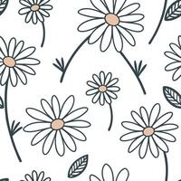 Flat Minimalist daisy seamless tile pattern with simple white daisies and soft grey accents ideal for modern kitchens concept as Simple white daisies and soft grey accents create m Clean Pro vector