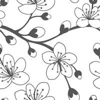 Flat Minimalist cherry blossom seamless tile pattern with simple white blossoms and soft grey accents ideal for modern kitchens concept as Simple white cherry blossoms and soft gre Clean Pro vector