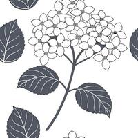 Flat Minimalist hydrangea seamless tile pattern with simple white petals and soft grey accents ideal for modern kitchens concept as Simple white hydrangea petals and soft grey acce Clean Pro vector