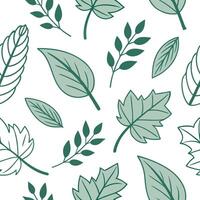 Flat Minimalistic spring leaves seamless pattern with clean lines and soft green tones for fresh modern designs concept as Simple clean lined spring leaves pattern in soft green to Clean Pro vector