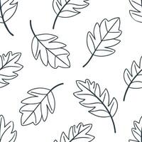 Flat Minimalist leaf repeat seamless tile pattern with simple leaf outlines on a white background for Scandinavian inspired interiors concept as Simple leaf outlines on white backg Clean Pro vector