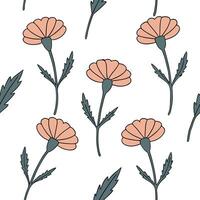 Flat Minimalist marigold seamless tile pattern with simple orange petals and soft grey accents ideal for modern kitchens concept as Simple orange marigold petals and soft grey acce Clean Pro vector