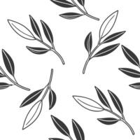 Flat Minimalist monochrome sage leaves seamless pattern with simple lines on white background concept as Simple line monochrome sage leaves creating a minimalist seamless pattern p Clean Pro vector