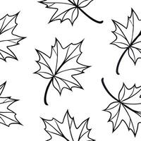 Flat Minimalist monochrome maple leaves seamless pattern with simple lines on white background concept as Simple line monochrome maple leaves creating a minimalist seamless pattern Clean Pro vector