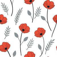 Flat Minimalist poppy seamless tile pattern with simple red blooms and soft grey accents ideal for modern kitchens concept as Simple red poppy blooms and soft grey accents create m Clean Pro 2 vector