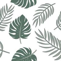 Flat Minimalist palm leaf seamless tile pattern with simple green silhouettes and soft grey accents ideal for modern kitchens concept as Simple green palm silhouettes and soft grey Clean Pro vector