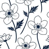 Flat Modern geometric Anemone seamless pattern with abstract shapes and white balance on white concept as Abstract geometric Anemone flowers with modern shapes forming unique seaml Clean Pro vector