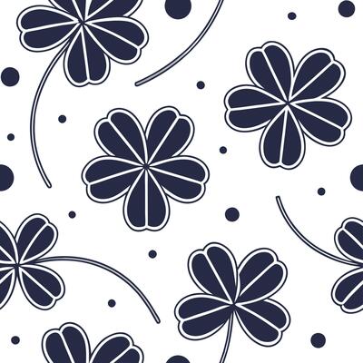 Flat Modern geometric clover seamless pattern with abstract shapes and white balance on white concept as Abstract geometric clovers with modern shapes forming a unique seamless pat Clean Pro