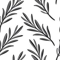 Flat Modern herb seamless tile pattern with sleek rosemary branches and monochrome palette ideal for contemporary kitchens concept as Sleek rosemary branches and monochrome palette Clean Pro vector
