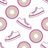Flat Modern pop circle tile pattern with diagonal arcs and bright neon tones on white background concept as Diagonal arcs and neon hues within circles creating a modern pop seamles Clean Pro vector