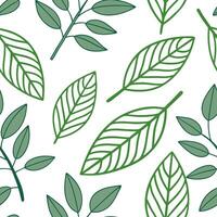 Flat Modern spring leaves seamless pattern with geometric shapes and bright green tones for contemporary designs concept as Fresh modern spring leaves pattern with geometric shapes Clean Pro vector