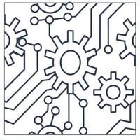 Flat Modern techno circuits tile pattern featuring crisp digital lines and intricate circuit overlays isolated white balance exuding futuristic precision concept as Crisp digital l Clean Pro vector