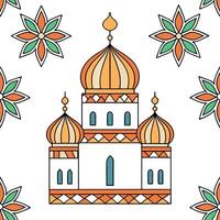 Flat Moroccan geometric patterns and colorful tiles seamless tile pattern with vibrant accents concept as Vibrant accents highlight Moroccan geometric patterns intertwined with col Clean Pro vector
