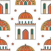 Flat Moroccan geometric patterns and intricate arches seamless tile design with vibrant colors concept as Vibrant colors showcase Moroccan geometric patterns and intricate arches i Clean Pro vector