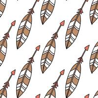 Flat Native American feather and arrow seamless tile pattern with earthy tones and traditional symbols concept as Earthy tones showcase Native American feathers and arrows in seaml Clean Pro vector