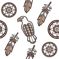 Flat Native American Totem seamless tile pattern with earthy colors and symbolic motifs for authentic decor concept as Earthy colored Native American totem symbols arranged seamles Clean Pro vector