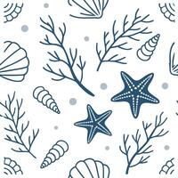 Flat Nautical seamless tile pattern with marine inspired floral motifs and oceanic color scheme for coastal homes concept as Marine inspired floral motifs with oceanic colors creat Clean Pro 2 vector