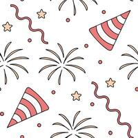 Flat New Year seamless pattern with festive 2023 designs streamers and sparkling fireworks for an energetic joyful atmosphere concept as Joyful New Year pattern with 2023 designs s Clean Pro vector
