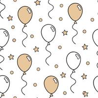 Flat New Year seamless pattern with gold and silver balloons streamers and confetti for a glamorous holiday celebration concept as Glamorous New Year pattern with gold and silver b Clean Pro 2 vector