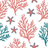 Flat Oceanic coral and seaweed seamless tile pattern with a touch of vibrant beach colors concept as Oceanic coral and seaweed with vibrant beach colors create a lively seamless ti Clean Pro vector