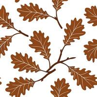 Flat Oak tree seamless tile pattern with detailed branches and rich autumn colors for classic home decor concept as Detailed oak tree branches in rich autumn colors arranged seamle Clean Pro vector