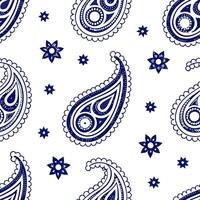 Flat Persian paisleys and geometric patterns seamless tile pattern with rich blue hues concept as Rich blue hues highlight Persian paisleys intertwined with geometric patterns in s Clean Pro vector