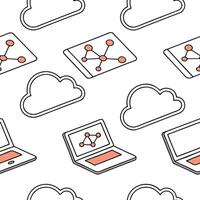 Flat Plain background with cloud networking symbols and business tools with copy space concept as A plain background featuring cloud networking symbols alongside business tools lik Clean Pro vector