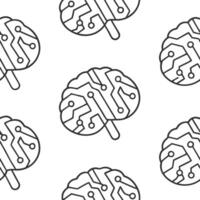 Flat Plain background with human brain and circuit board merging concept as An image depicting a human brain seamlessly merging with a circuit board on a plain background This vis Clean Pro vector