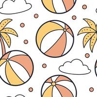 Flat Playful summer seamless pattern with beach balls and vibrant tropical colors for a fun sunny atmosphere concept as Fun summer pattern with beach balls and vibrant tropical col Clean Pro vector