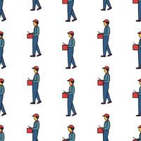 Flat Poll worker silhouette tiles concept as Cartoon silhouettes of poll workers in various poses forming a seamless pattern Camera pans across the tiles showcasing different acti Clean Pro vector