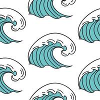 Flat Playful summer waves seamless pattern with curling waves and bright color accents for fun beach designs concept as Fun beach wave pattern with curling waves and bright accents Clean Pro vector