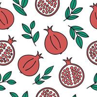 Flat Pomegranate Pattern concept as Design a seamless tile pattern featuring stylized pomegranates with vibrant red and green colors creating a festive and cheerful atmosphere for Clean Pro vector