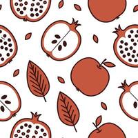 Flat Pomegranate and apple seamless tile pattern with rich autumn tones and festive vibes concept as Pomegranates and apples in rich autumn tones create a festive seamless tile pat Clean Pro vector