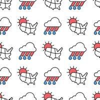 Flat Prediction weather map tiles concept as Cartoon style weather map icons forming a seamless pattern to represent election forecasts Camera pans across the map revealing differ Clean Pro vector