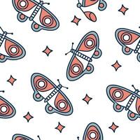 Flat Psychedelic retro seamless tile pattern with swirling vibrant colors and trippy vintage illustrations concept as Trippy swirling colors and abstract vintage graphics create se Clean Pro vector