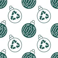 Flat Recycled Glass Christmas Ornament concept as A seamless minimal background featuring a repeating pattern of Christmas ornaments made from recycled glass symbolizing a sustaina Clean Pro vector
