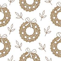 Flat Recycled Paper Christmas Wreath concept as A seamless minimal background featuring a repeating pattern of Christmas wreaths made from recycled paper symbolizing a sustainable Clean Pro 2 vector