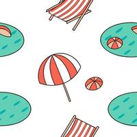 Flat Refreshing poolside vibes seamless tile pattern with bright turquoise water and lounge chairs concept as Turquoise water and poolside lounge chairs create a fresh inviting sea Clean Pro vector
